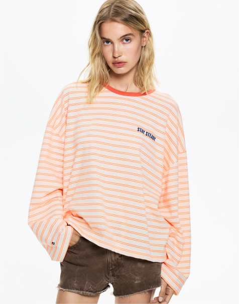 Pull&Bear long sleeve striped t-shirt in beige - view 1