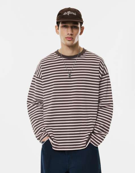 Pull&Bear Long-sleeve striped t-shirt in pink - view 1