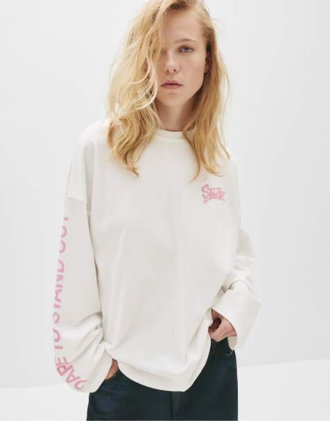Pull&Bear Long sleeve stwd t-shirt in ice - view 1