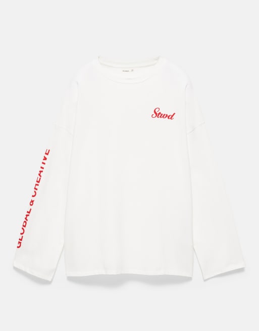 Pull&Bear Long sleeve stwd t-shirt in ice, 5 of 7