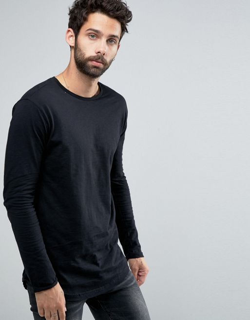 Pull&Bear Men's' Black Long Sleeve T-Shirt