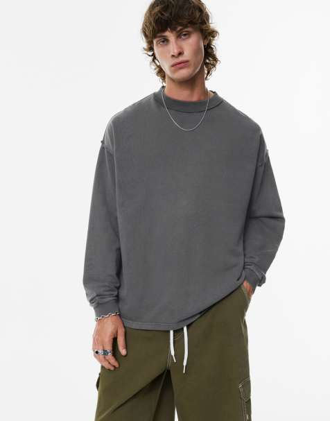 Pull&Bear Long sleeve t-shirt with seams in grey - view 1