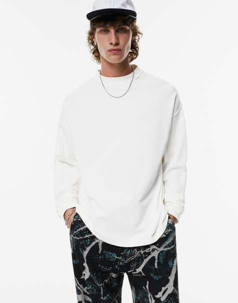 Pull&Bear Long sleeve t-shirt with seams in off white - view 1