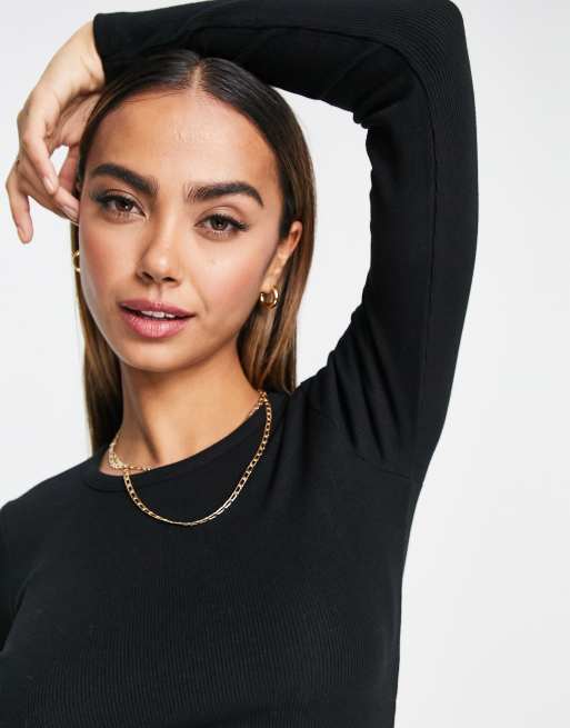 Pull&Bear long sleeved t-shirt in black, 3 of 4