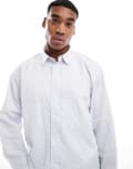 [Pull & Bear] Pull & Bear long sleeved textured striped shirt in grey S GREY