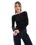 [Pull & Bear] Pull & Bear long sleeved velvet body in black XL BLACK