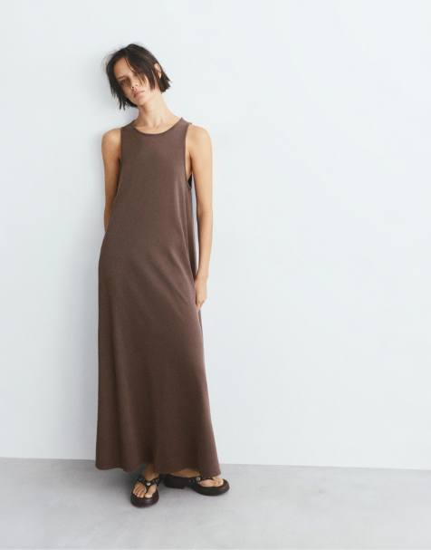 Pull&Bear Long t-shirt dress in brown - view 1