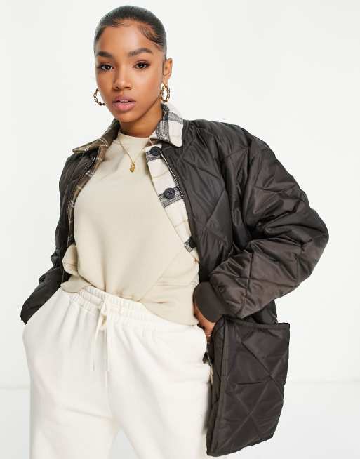 Sixth June oversized iridescent puffer jacket in brown