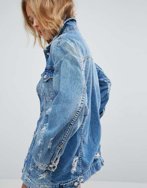 Pull&Bear Longline Denim Jacket, 3 of 4