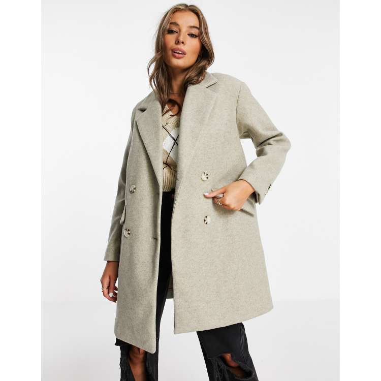 Beige pea coat womens sale