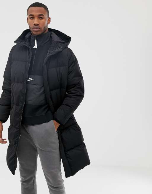 Pull&Bear longline puffer jacket in black | ASOS