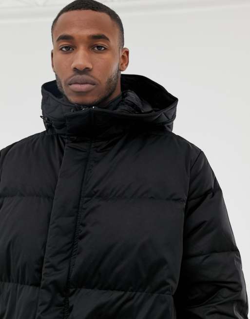 Pull Bear longline puffer jacket in black