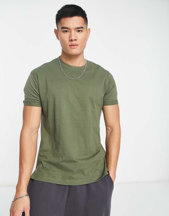 Pull&Bear longline t-shirt in khaki