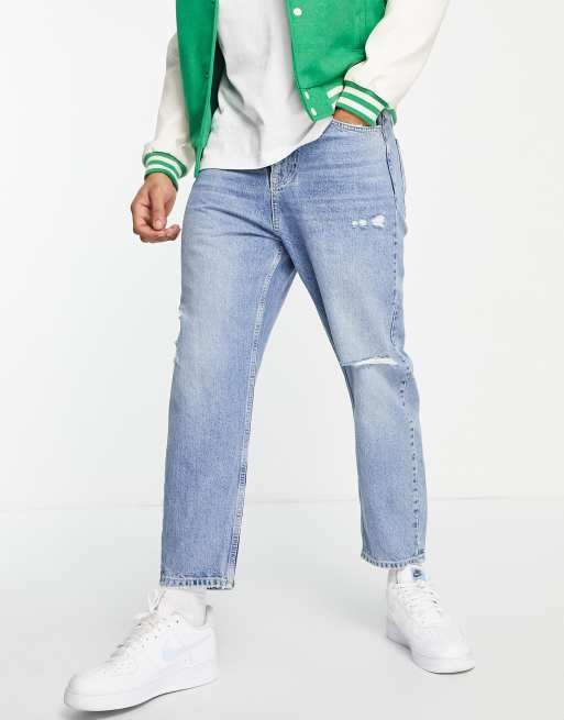 Pull&Bear loose fit jeans in blue 