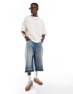 Pull & Bear Loose Fit Knit T-shirt In White