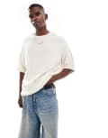 [Pull & Bear] Pull & Bear loose fit knitted t-shirt in off white M WHITE