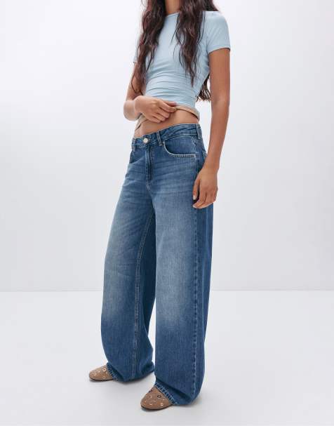 Pull&Bear – Loose Fit Oversize-Jeans in Dunkelblau - view 1