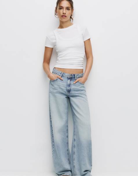 Pull&Bear – Loose Fit Oversize-Jeans in Hellblau - view 1