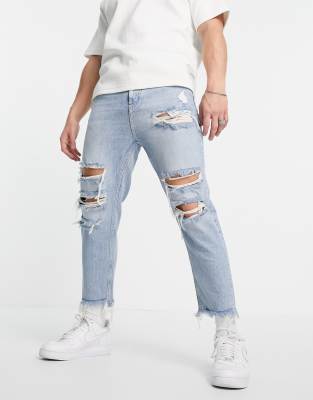 light blue ripped jeans