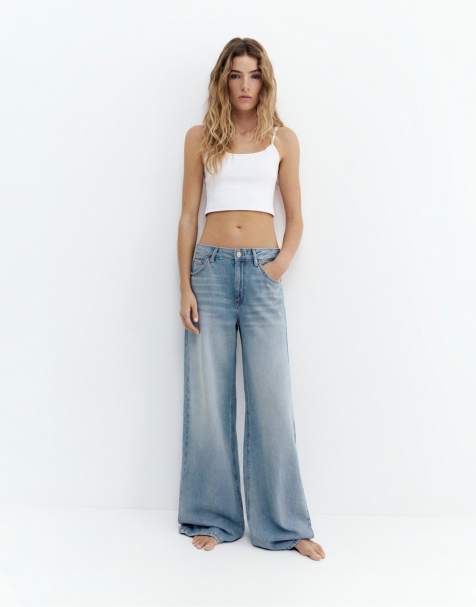 Pull&Bear Loose oversize jeans in medium blue