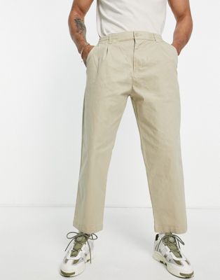Pull&Bear loose relaxed fit trousers in stone