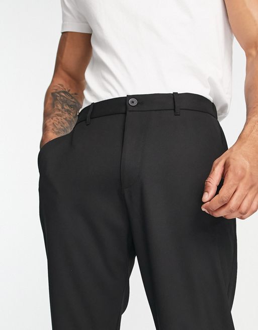 Pull&Bear mid waist loose fitting pants in black, ASOS