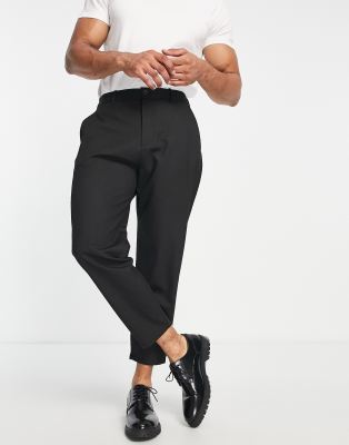 Pull&Bear loose tailored trouser in black - ASOS Price Checker