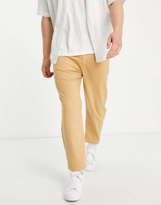 Pull&Bear loose tailored trouser in camel - ASOS Price Checker