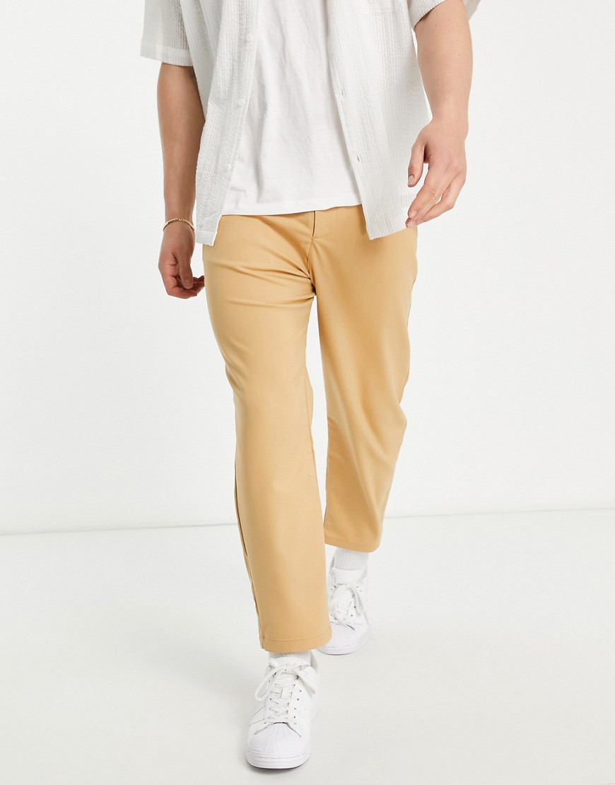 Pull & Bear loose tailored trouser in camel-Neutral
