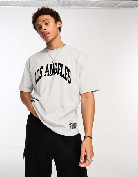 Pull&Bear Los Angeles printed t-shirt in grey - view 1