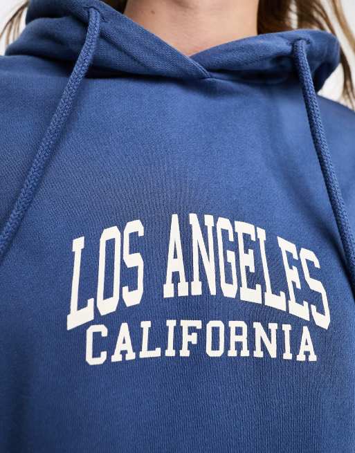 Pull&Bear Women's' Blue Blue Los Angeles Hoodie