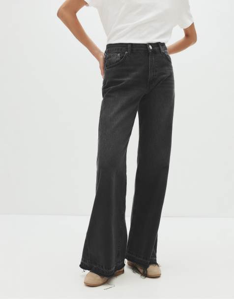 Pull&Bear - Losse jeans met wijduitlopende pijpen in zwart - view 1