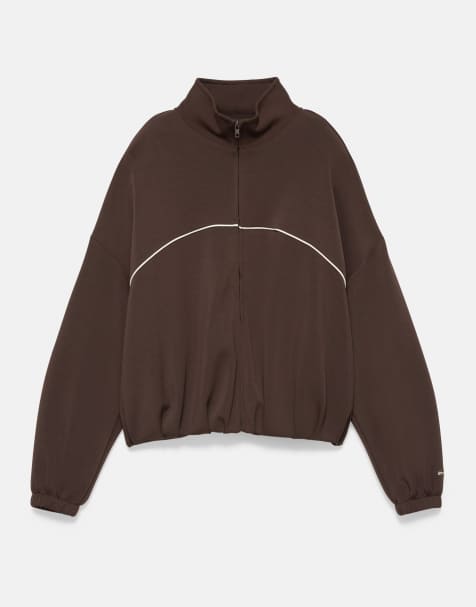 Pull&Bear losvallend jack met contrasterende biezen in bruin - view 1