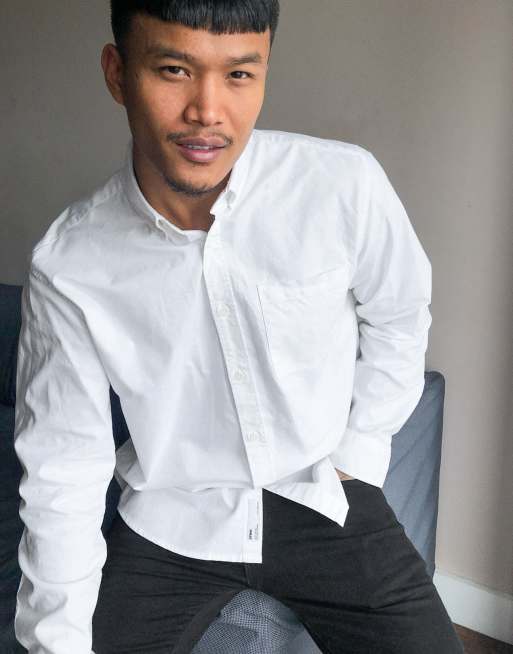 Pull&Bear - Losvallend Oxford overhemd in wit