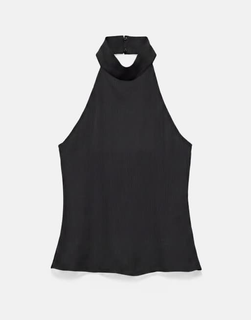 Pull&Bear losvallende haltertop in zwart, 6 van 7