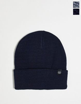 Pull&Bear 2 multi-pack beanies in navy and grey - ASOS Price Checker