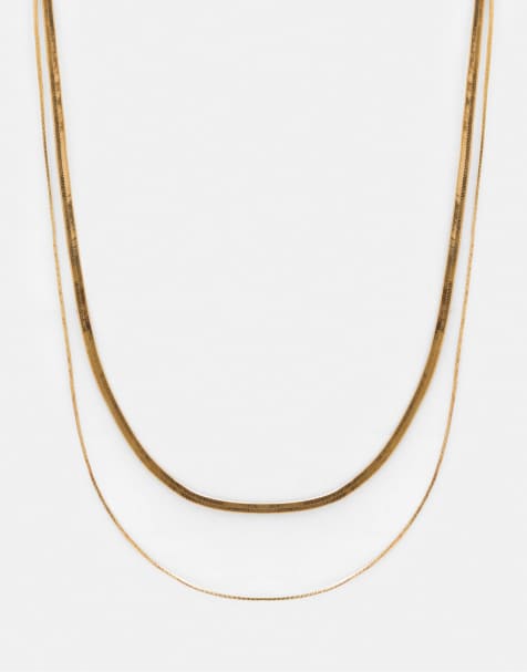 Pull&Bear - Lot de 2 chaînes basiques - Doré - view 1