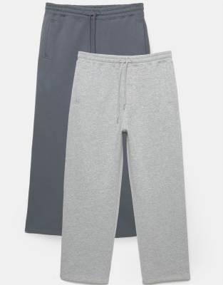 Pull & Bear - Lot de 2 pantalons de jogging - Bleu
