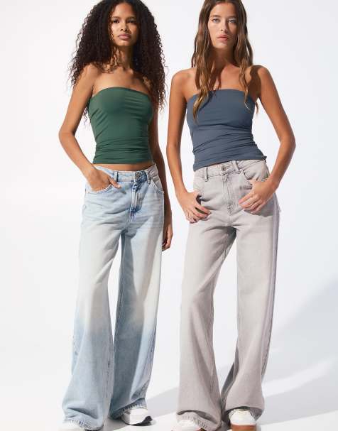 Pull&Bear - Lot de 2 tops bandeau seconde peau en polyamide - Vert et gris - view 1