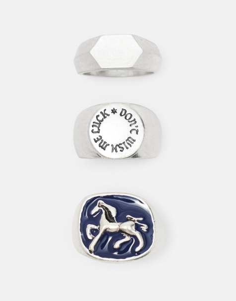 Pull&Bear lot de 3 bagues chevalières à motif cheval en autres - view 1