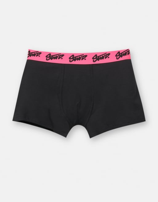 Pull&Bear - Lot de 3 boxers à logo STWD rose - Noir, 2 de 3