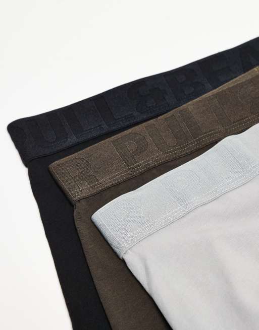 Pull&Bear - Lot de 3 boxers - Noir/marron et taupe, 3 de 3