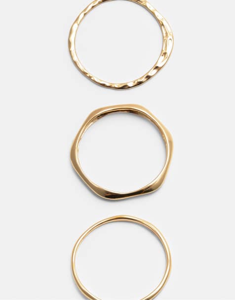 Pull&Bear - Lot de 3 bracelets fins irréguliers - Doré - view 1
