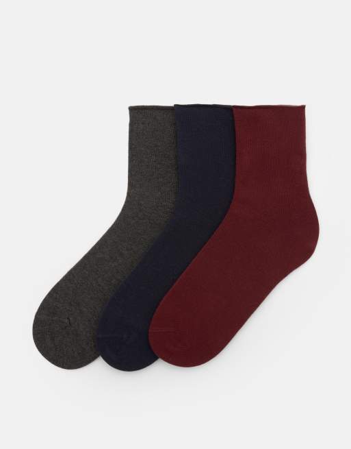 Pull&Bear - Lot de 3 paires de chaussettes à bord brut - Multicolore