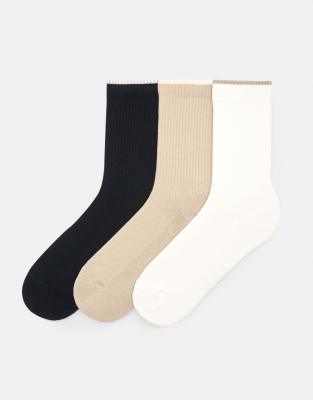 Pull & Bear - Lot de 3 paires de chaussettes à détail contrastant - Multicolore