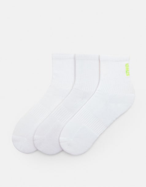 Pull&Bear - Lot de 3 paires de chaussettes à logo STWD fluo - view 1