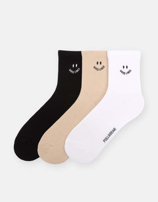 Pull&Bear - Lot de 3 paires de chaussettes - Multicolore