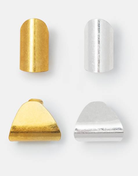 Pull&Bear - Lot de 4 bijoux d'oreilles métallisés - Doré - view 1