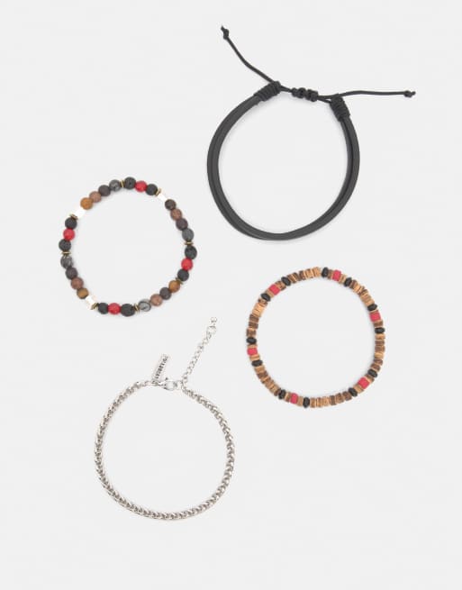 Pull&Bear - Lot de 4 bracelets à perles - Multicolore
