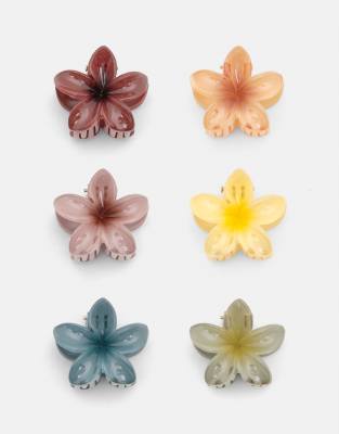 Pull & Bear - Lot de 6 pinces à cheveux fleur d'hibiscus - Jaune